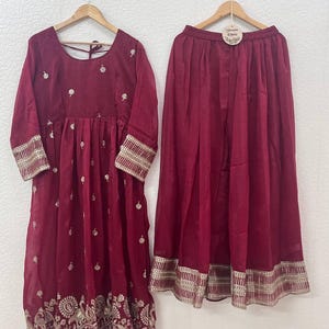 Maroon Anarkali Palazzo Suit: Designer Embroidery & Sequin Work