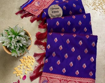 Sari en soie violet du sud de l'Inde | Tenues de mariage traditionnelles | Chemisier personnalisé Etats-Unis
