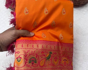 Pure Paithani Silk Saree Rich Peacock Pallu Meenakari Zari Maharashtrian Wedding Reception Wear