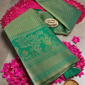 Banarasi Tissue Silk Saree | Handloom Soft Lightweight Saree with Designer Pallu & Blouse