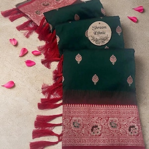 Soft Silk Banarasi Saree: Meenakari Pallu, South Indian Wedding