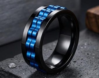 Titanium Steel Rotatable Gear Ring, Anti Anxiety Band