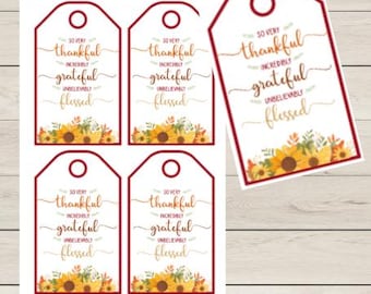 Thankful, Grateful, Blessed Gift Tag