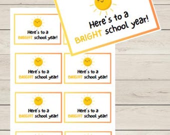 Bright School Year Gift Tag: Student Welcome, Teacher Open House (Instant Download)