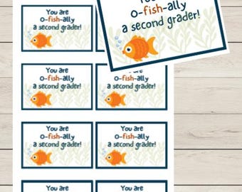 You're O-Fish-Ally a Second Grader Tag: Back to School Gift