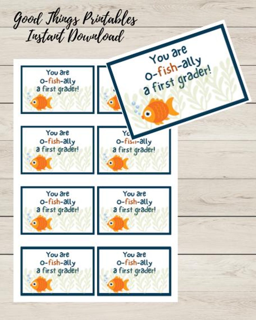 O-fish-ally First Grader Gift Tag: Back to School Favor - Etsy