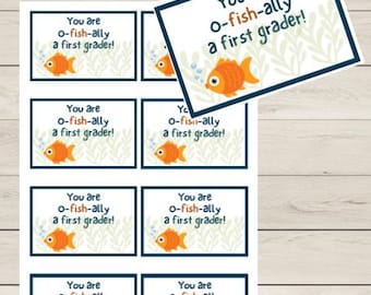 O-fish-ally First Grader Gift Tag: Back to School Favor