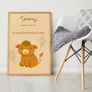 Bilingual Zodiac Nursery Print bundle – Baby Birth Sign Wall Art | English + Spanish Taurus Printable