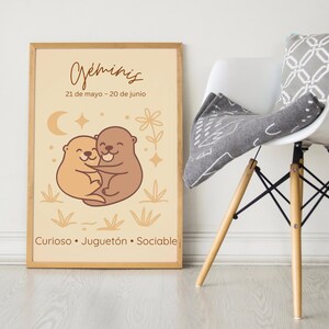 Bilingual Zodiac Nursery Print bundle – Baby Birth Sign Wall Art | English + Spanish Gemini Printables