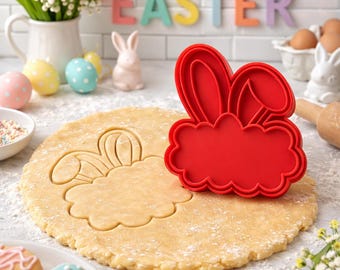 Easter Bunny Cookie Cutter with Stamp | 3D Printed | Easter Baking Tool | Digital Download