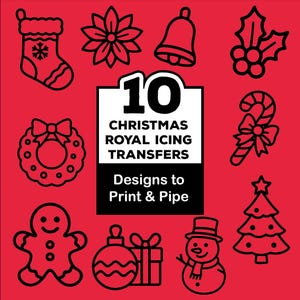 10 Christmas Royal Icing Transfer Sheets Designs – Digital Download for Cookie Decorating