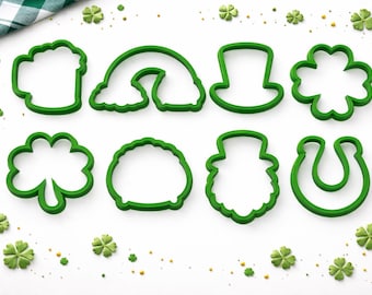 Ensemble STL d'emporte-pièces pour la Saint-Patrick | 8 emporte-pièces Shamrock | Téléchargement numérique