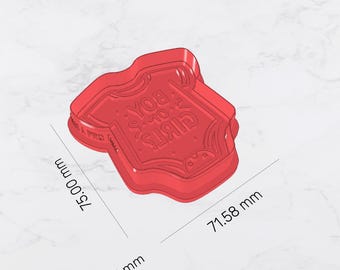 Boy or Girl Onesie Cookie Cutter and Stamp STL | Gender Reveal  | Digital Download