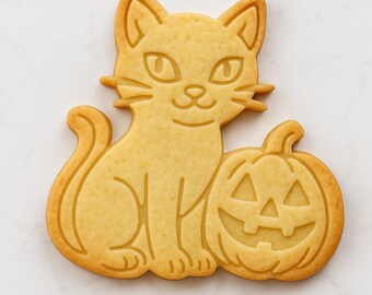 Halloween Cat and Pumpkin Cookie Cutter Embosser STL | Digital Download