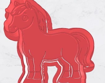 Horse Cookie Cutter & Stamp STL | Embossed Animal Cookie 3D Print Set