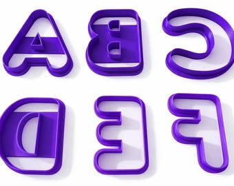 Fichier STL de A à Z avec emporte-pièces alphabet - emporte-pièces à bords arrondis - 93 mm de haut - téléchargement numérique