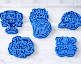 Father’s Day Cookie Cutter STL Set – 5 Cookie Cutters with Embosser Stamp – Digital Download