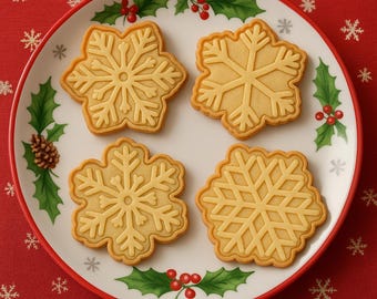 Schneeflocke Ausstechform Set mit Prägungen | 4 Weihnachtsmotive STL | Digitaler Download