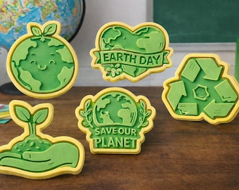 Earth Day Cookie Cutter STL Bundle |  Ausstecher mit Stempel |  | Digitaler Download