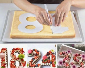 Kuchen Vorlagen Bündel: A-Z Buchstaben, Zahlen 0-9, Formen - Druckbare Schablonen (PDF Download)