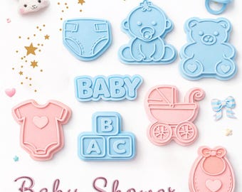 STL Baby Shower Ausstechformen Set mit Stempel | 3D Druck | Digitaler Download