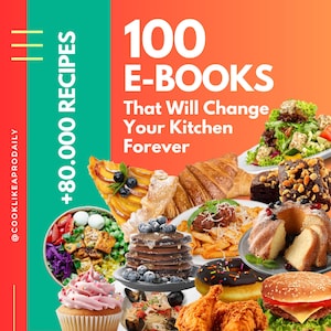 Paquete de 100 libros electrónicos con recetas temáticas / Miles de recetas / Descarga instantánea / Libros de cocina para todos los ingredientes y estilos de cocina