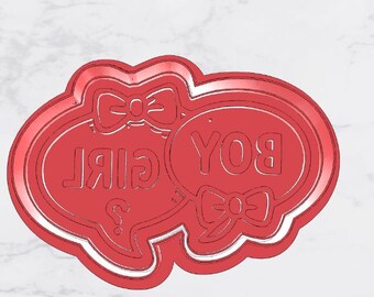 Gender Reveal Cookie Cutter and stamp STL | Boy or Girl  Party  | Digital Download