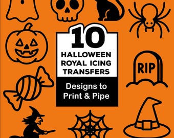 10 Halloween Royal Icing Transfers – Spooky Printable Templates to Pipe Halloween Cookies