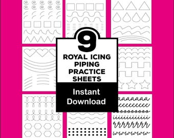 Royal Icing Piping Practice Sheets: Cookie Decorating Guide (PDF Downloadable Templates)