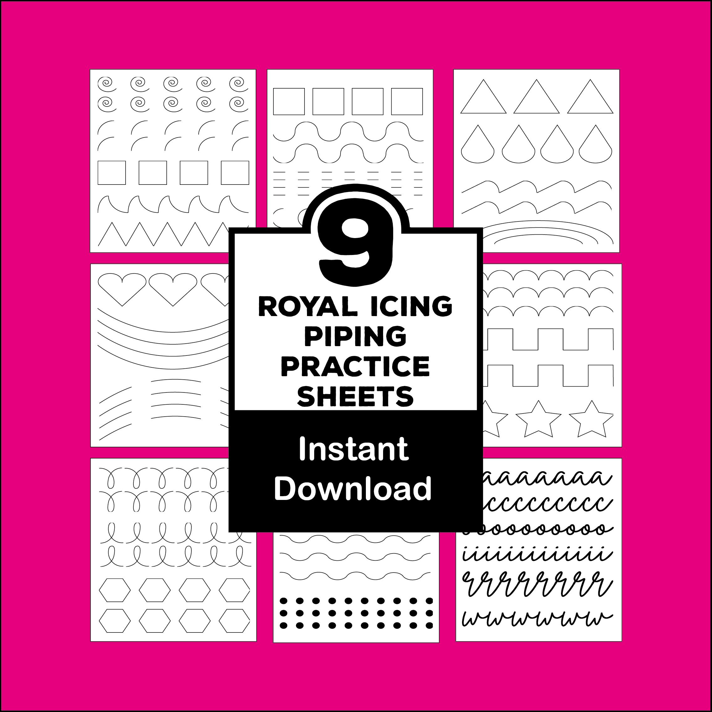 Royal Icing Piping Practice Sheets: Cookie Decorating Guide (PDF ...