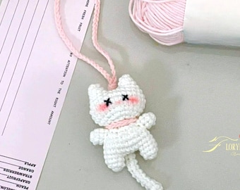 Mini Cat Bag Charm Crochet Pattern PDF, Low sew Crochet Funny Cat Amigurumi, Crochet Mini Kitty, Cute Animal Crochet Tutorial