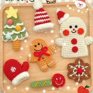 Christmas Crochet Pattern Bundle – Amigurumi Holiday Ornaments PDF – Snowman, Gingerbread, Tree & Santa Hat – Cute Xmas Decoration - Gifts