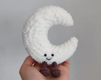 Patrón PDF de Luna Linda a Ganchillo - Luna Creciente Amigurumi de Ganchillo de Punto Bajo - Peluche de Luna Linda a Ganchillo - Patrón de Ganchillo Lindo