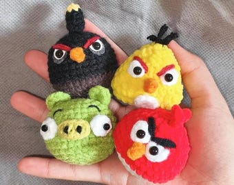 Patrón PDF de Angry Birds a crochet - Mini pájaros amigurumi fáciles a crochet - Tutorial de llavero de pájaros lindos a crochet - Patrón de crochet lindo