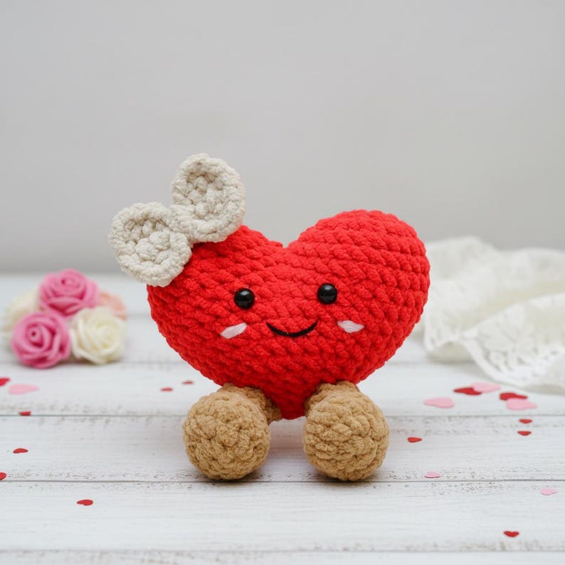 Cute Jellycat Heart Crochet PDF Pattern - How to Crochet Heart Plush Amigurumi - Easy Crochet Gift for Mom - Mothers Day Crochet image 3