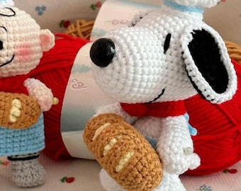 TYLKO wzór na szydełko Snoopy Chef w formacie PDF - Mini zawieszka na torebkę Snoopy na szydełku - Uroczy piesek Amigurumi - Jak zrobić szydełkiem uroczy wzór ze zwierzątkiem