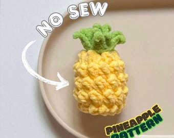No Sew Pineapple Keychain Crochet Pattern PDF – Simple Amigurumi Fruit, Easy Beginners Pattern, Cute Nursery Toy, Crochet Bag Charm Pattern