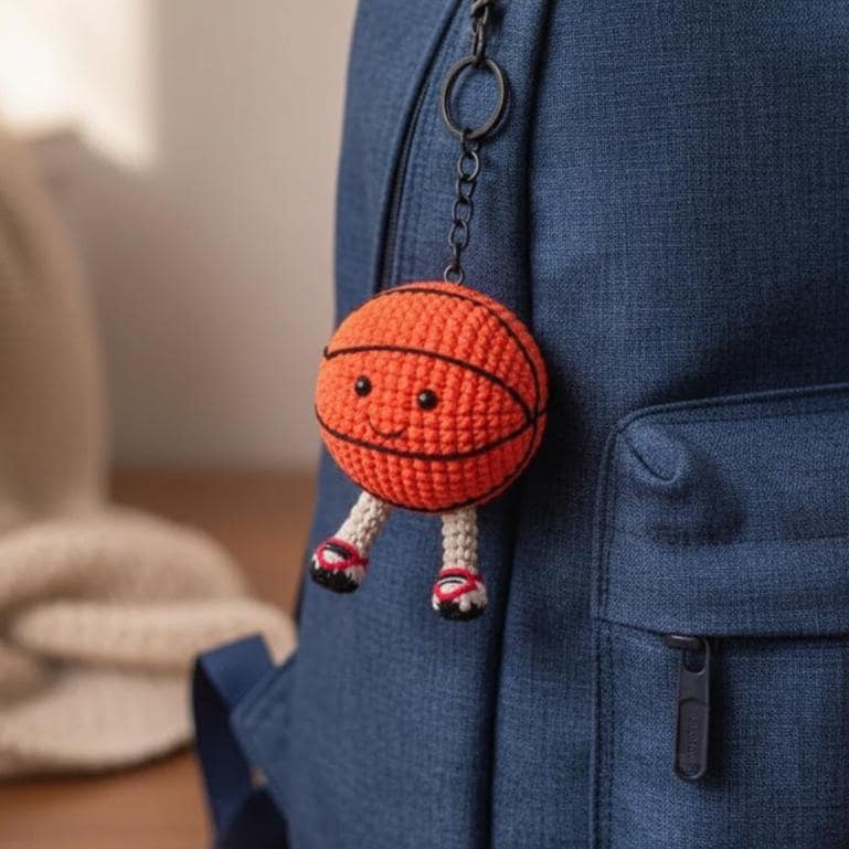 30 Basketball Crochet Patterns for Fans, Gifts, and Game-Day Decor 14 Jellycat-Style Basketball Keychain Pattern