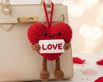 Jellycat Heart Crochet PDF Pattern - Easy Crochet Mothers Day Gift for Lover - Love Heart Amigurumi - Crochet Bag Charm Gift for Mom