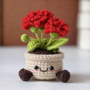 Jellycat Mini Carnation Flower Pot Crochet Pattern - Easy Crochet Mini Flower Pot Home Decoration - Mothers Day Gift Amigurumi