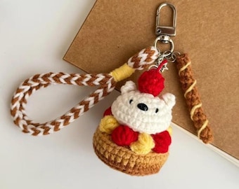 Patrón PDF de pastel de crema de oso a crochet - Cómo tejer un lindo cupcake amigurumi - Patrón de crochet para llavero del desierto - Crochet Amigurumi