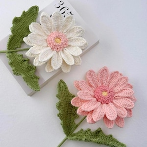 Gehaakt pdf-patroon gerberabloem - Zelfstudie gemakkelijk gehaakte bloem voor boeket - Gehaakte gerberabloemen amigurumi - haak cadeau voor moeder