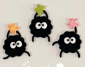 Soot Sprite Crochet PDF Pattern - Cute Crochet Soot Keychain Amigurumi - Soot Sprite Applique Crochet Tutorial - Cute Crochet Pattern