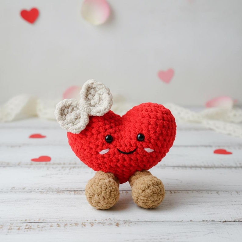 Cute Jellycat Heart Crochet PDF Pattern - How to Crochet Heart Plush Amigurumi - Easy Crochet Gift for Mom - Mothers Day Crochet image 5