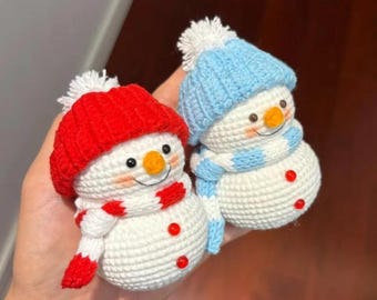 Winter Snowman Crochet PDF Pattern - How to Crochet Christmas Snowman Amigurumi - Christmas Ornament Crochet Tutorial