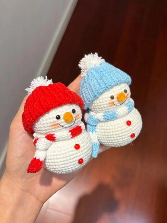 Winter Snowman Crochet PDF Pattern - How to Crochet Christmas Snowman Amigurumi - Christmas Ornament Crochet Tutorial