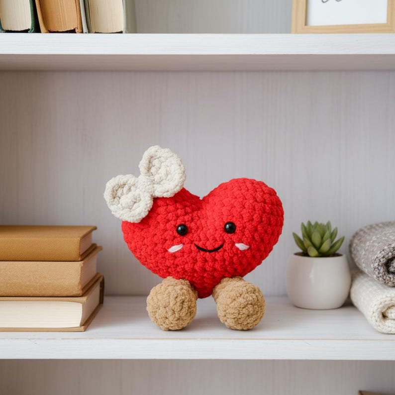 Cute Jellycat Heart Crochet PDF Pattern - How to Crochet Heart Plush Amigurumi - Easy Crochet Gift for Mom - Mothers Day Crochet image 4
