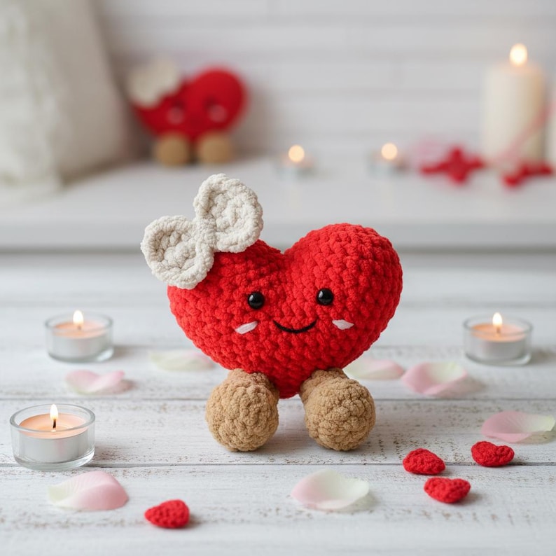 Cute Jellycat Heart Crochet PDF Pattern - How to Crochet Heart Plush Amigurumi - Easy Crochet Gift for Mom - Mothers Day Crochet image 6