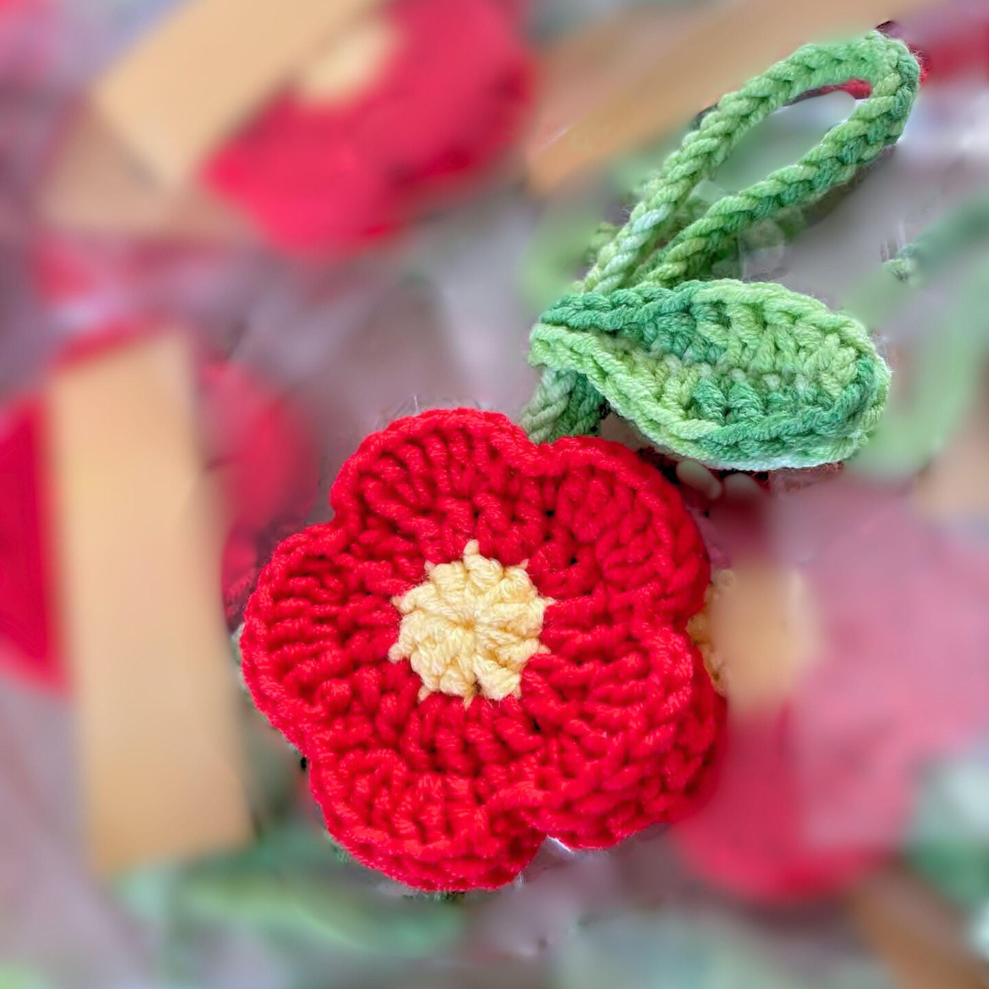 かぎ針編みのあみぐるみフラワー、手作りデイジーチャーム、かぎ針編み