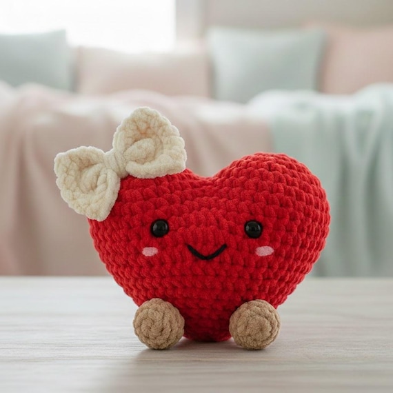 Cute Jellycat Heart Crochet PDF Pattern - How to Crochet Heart Plush Amigurumi - Easy Crochet Gift for Mom - Mothers Day Crochet